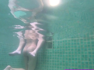 Beautiful shemale from Thailand pool sex